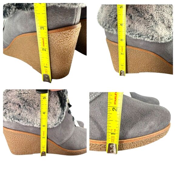 Cole Haan Wedge Bootie Women’s 8.5 Coralie Gray Waterproof Faux Fur Grand OS NEW - Picture 11 of 11